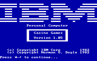 Title screen of Casino Games