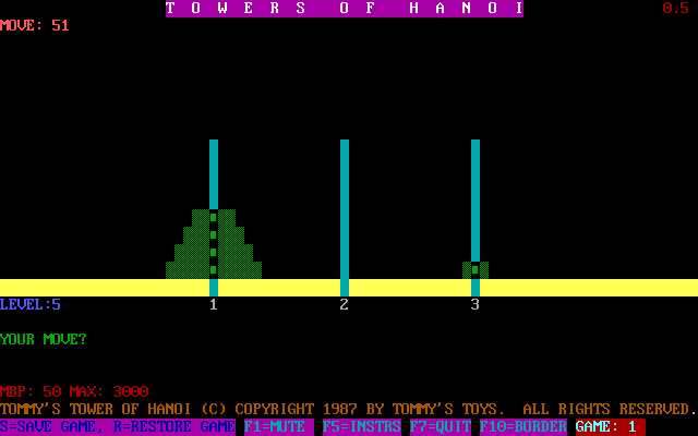 Gameplay of Tommy's Hanoi