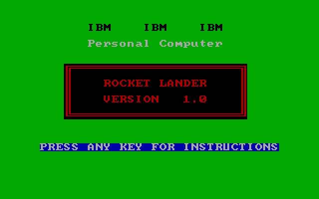 Title screen of Rocket Lander