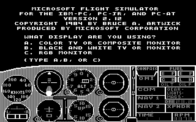 Title screen of Microsoft Flight Simulator (v2.0)