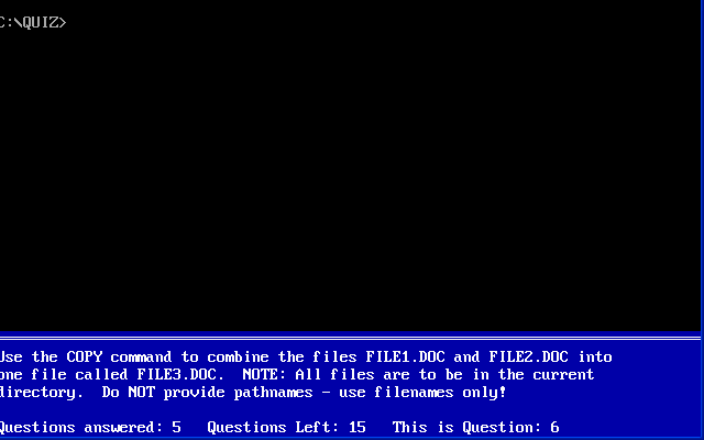 Gameplay of Advanced DOS Quiz