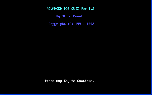 Title screen of Advanced DOS Quiz