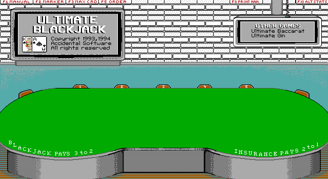 Title screen of Ultimate Blackjack