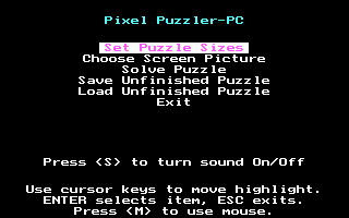 Title screen of Pixel Puzzler