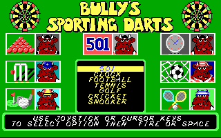 Title screen of Bully's Sporting Darts