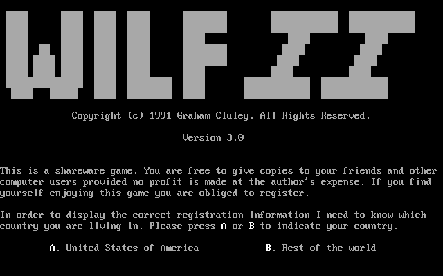Title screen of Wibbling Wilf