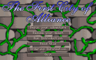 Title screen of The First City of Alliance
