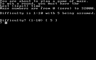 Title screen of Maze