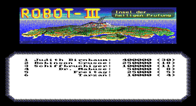 Title screen of Robot III: Insel der heiligen Prüfung