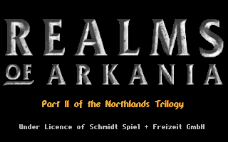 Title screen of Realms of Arkania II: Star Trail