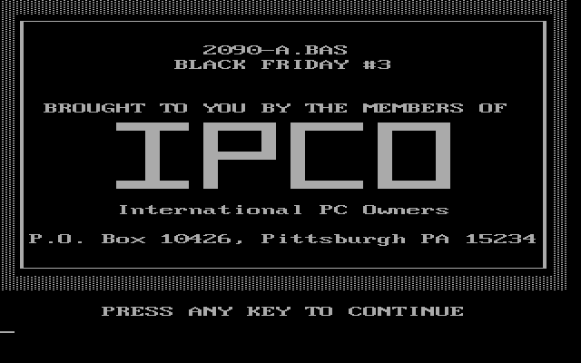 Title screen of Black Friday 3