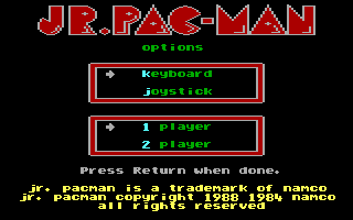 Title screen of Jr. Pac-Man