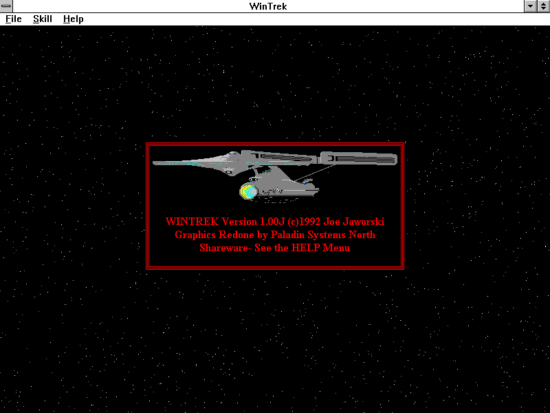 Title screen of WinTrek
