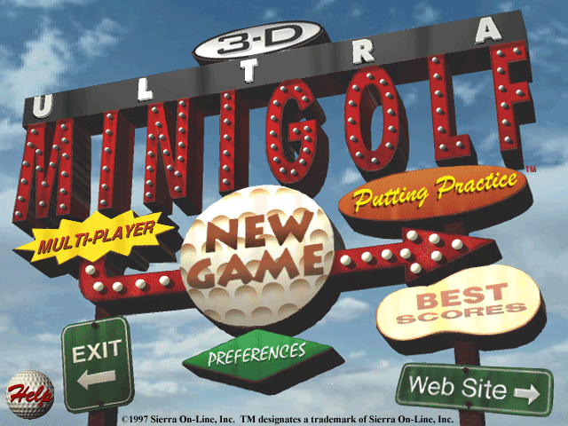 Title screen of 3-D Ultra Minigolf