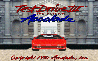 Title screen of Test Drive III: The Passion