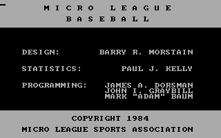 Title screen of MicroLeague Baseball