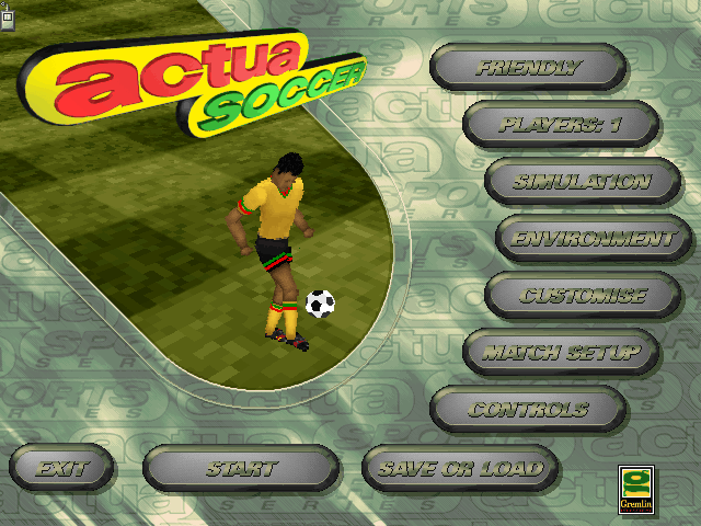 Title screen of Actua Soccer