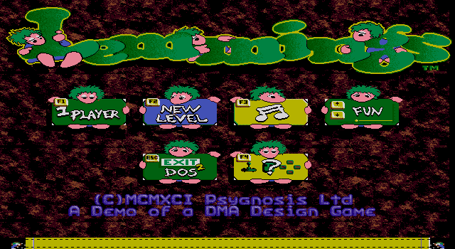 Title screen of Covox Lemmings Demo