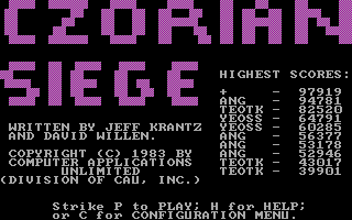 Title screen of Czorian Siege
