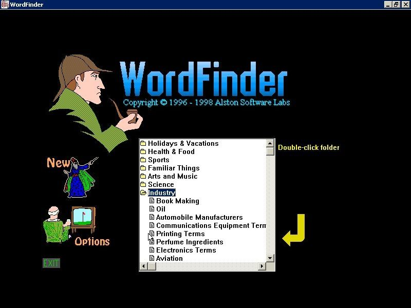 Title screen of Wordfinder