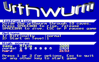 Title screen of Urthwurm