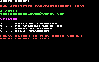 Title screen of Earth Shaker PC