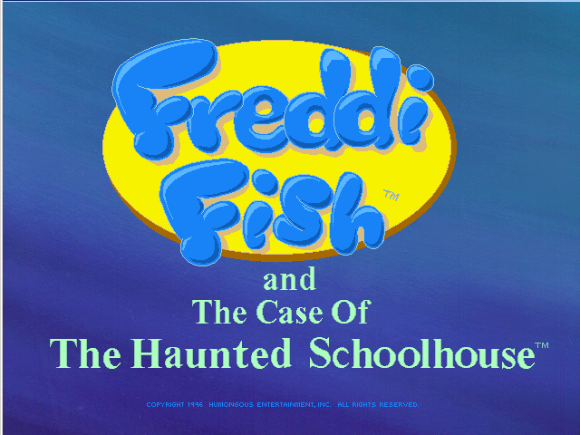 Title screen of Freddi Fish 2: The Case of the Haunted Schoolhouse