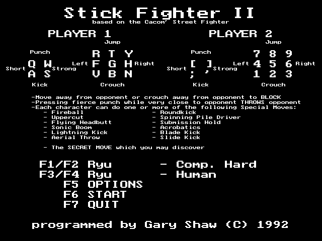 Title screen of Stick Fighter II