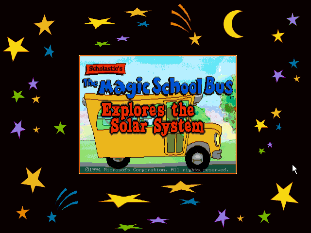 Title screen of Scholastic's The Magic School Bus Explores the Solar System