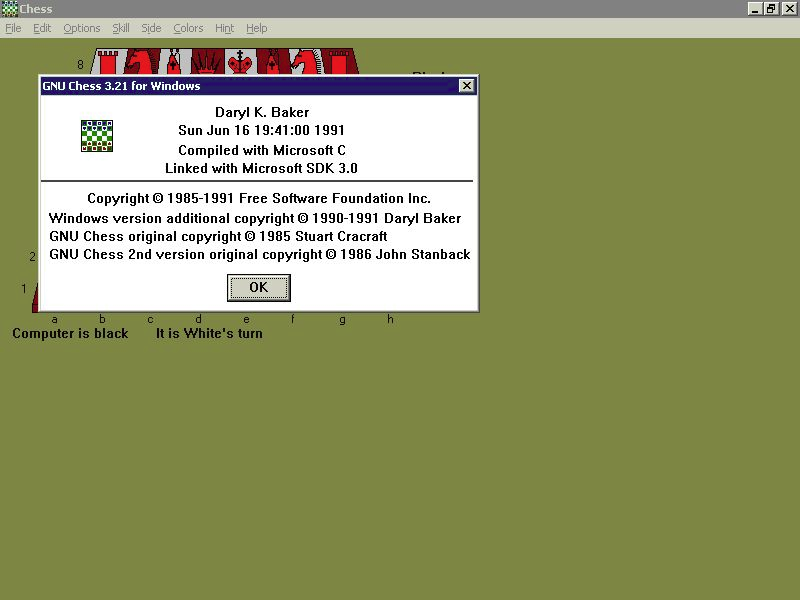 Gameplay of GNU Chess