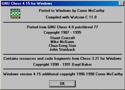Title screen of GNU Chess