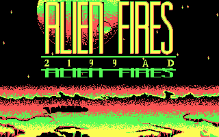 Title screen of Alien Fires: 2199 AD