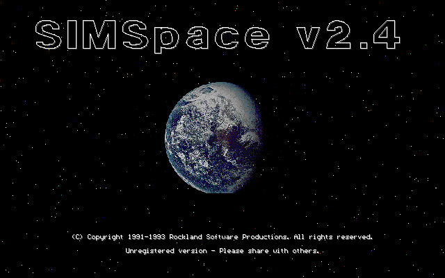 Title screen of SIMSpace
