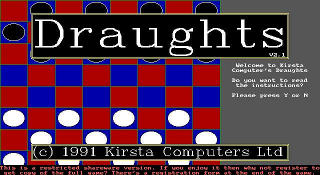 Title screen of Draughts