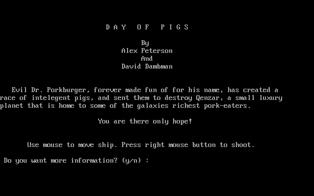 Title screen of Day of Pigs