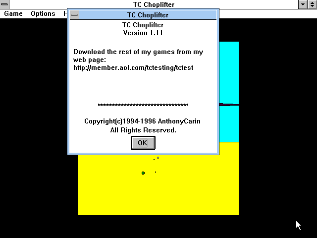 Title screen of TC Choplifter