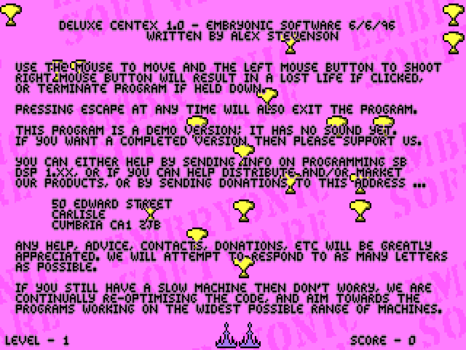Title screen of Centix