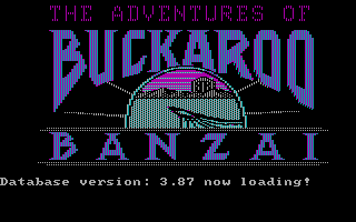 Title screen of The Adventures of Buckaroo Banzai: Across the Eighth Dimension