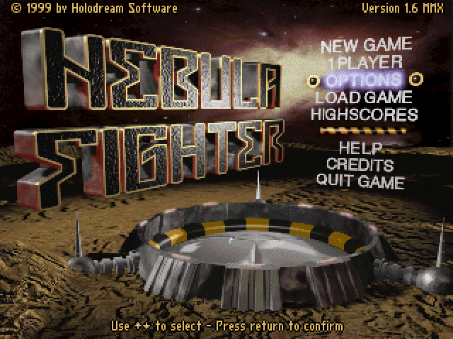 Title screen of Nebula Fighter