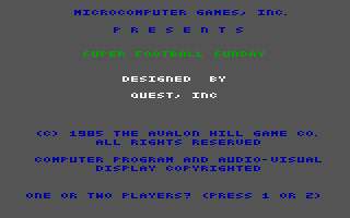 Title screen of Super Bowl Sunday
