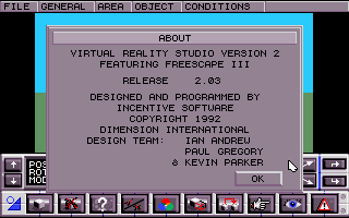 Title screen of Virtual Reality Studio 2.0
