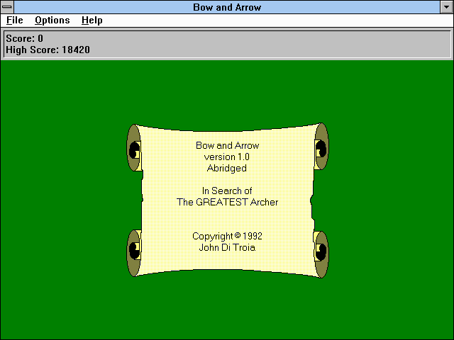 Title screen of Bow & Arrow