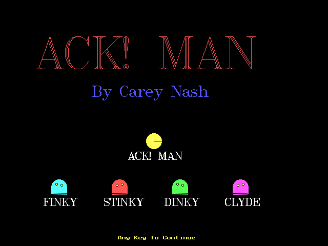 Title screen of ACK! Man