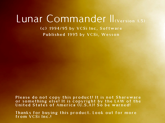 Title screen of Lunar Commander 2 (1995)