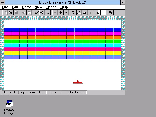Title screen of Block Breaker