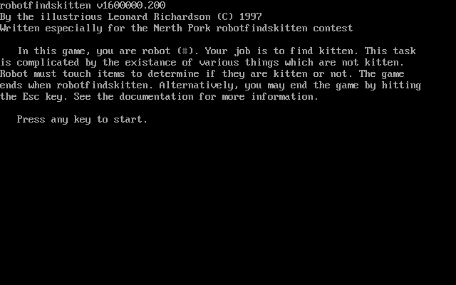 Title screen of robotfindskitten
