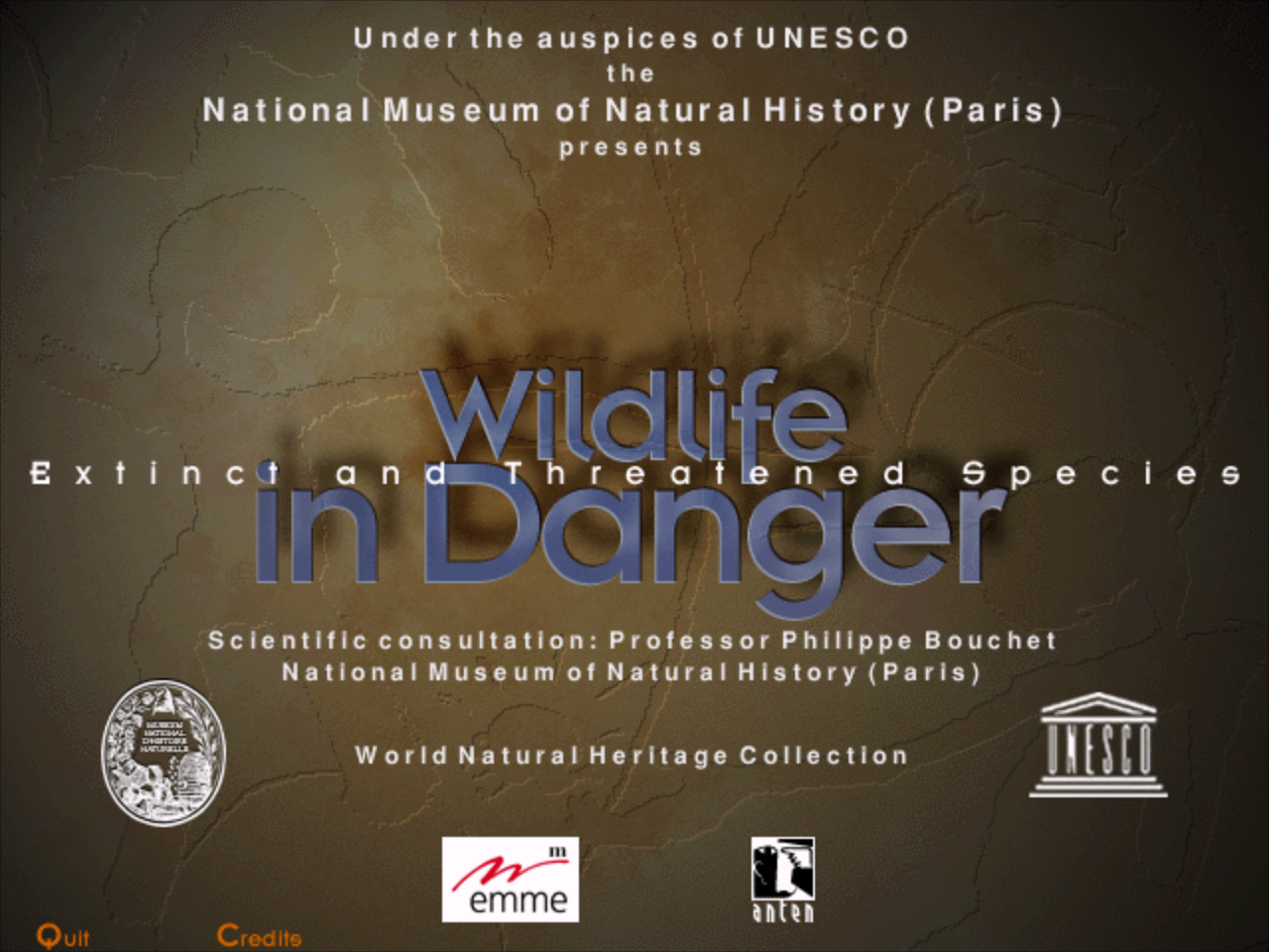 Title screen of Wildlife in Danger