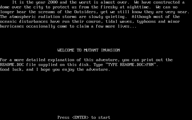 Title screen of Mutant Invasion