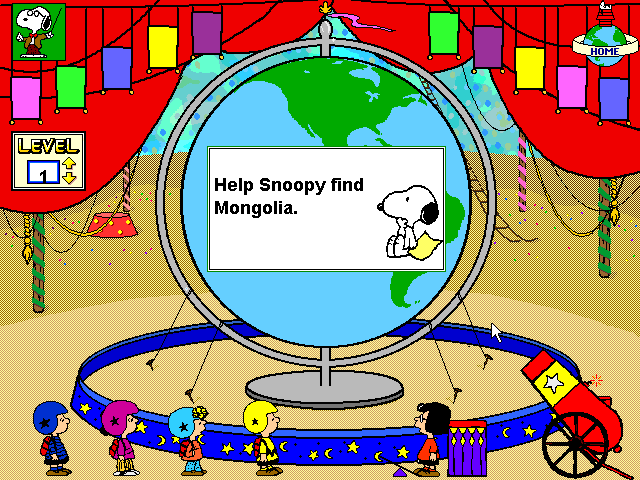 Gameplay of Yearn2Learn: Master Snoopy's World Geography