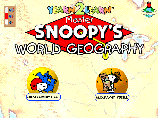 Title screen of Yearn2Learn: Master Snoopy's World Geography